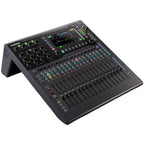 Allen & Heath Qu-5 digital mixer with right-angle connector, featuring multiple input channels and control knobs for professional audio mixing.