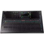 Allen & Heath Qu-7D digital mixer with Dante audio interface, showing control knobs and input/output connections on the top panel.
