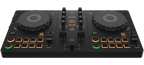 AlphaTheta DDJ-FLX2 2-channel DJ controller, front view, angled view