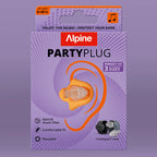 Alpine PartyPlug Earplugs, in red, in packaging