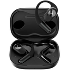 Beyerdynamic Amiron 200 wireless in-ear headphones in black with open-ear design, shown from a perspective view.