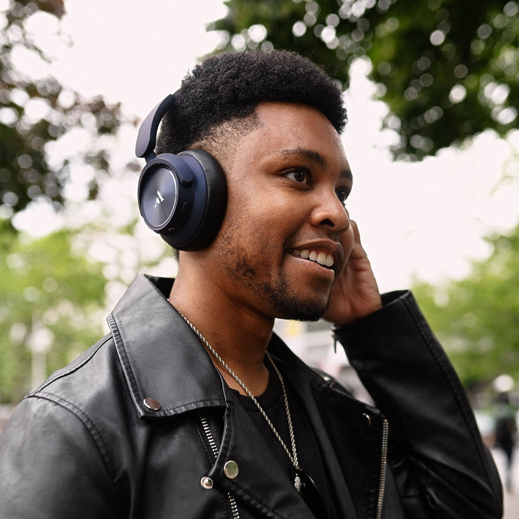 Argon Audio Quiet Storm Blue worn outdoors