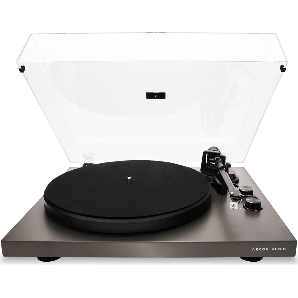 Argon Audio TT MK2 turntable, in silver, close-up