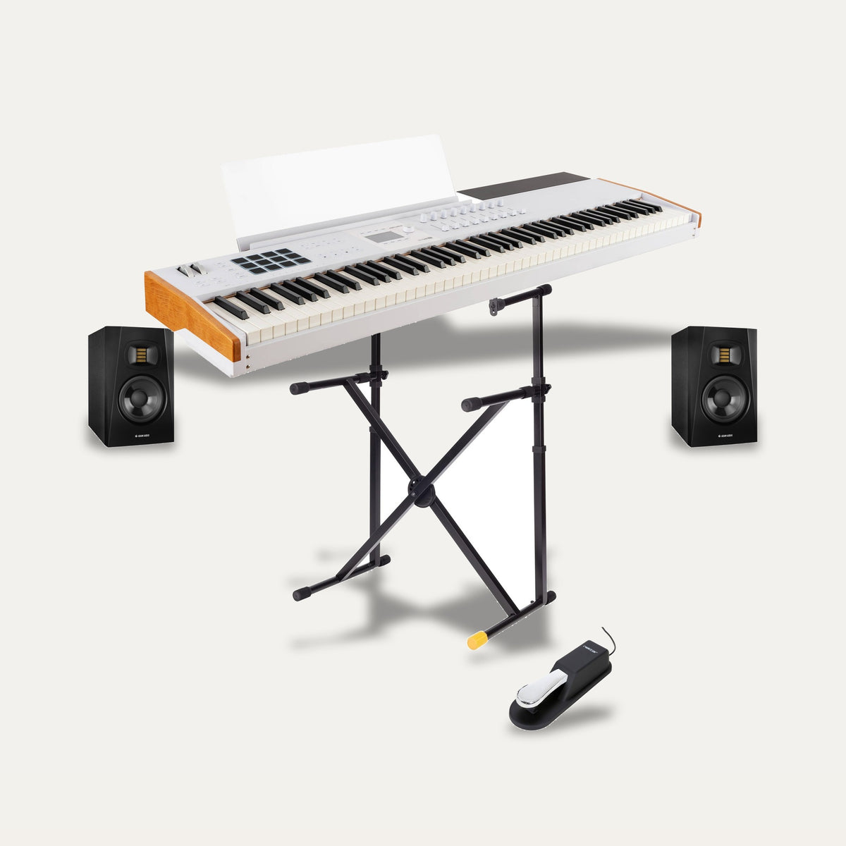 Arturia KeyLab 88 MK3 + Hercules KS210B + Nektar NP-2 + ADAM Audio T5V Keyboard Studio Set – Keyboard Colour White