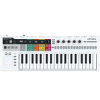 Arturia Keystep Pro MIDI sequencer with multiple knobs, keys, and control buttons on a black and silver device.