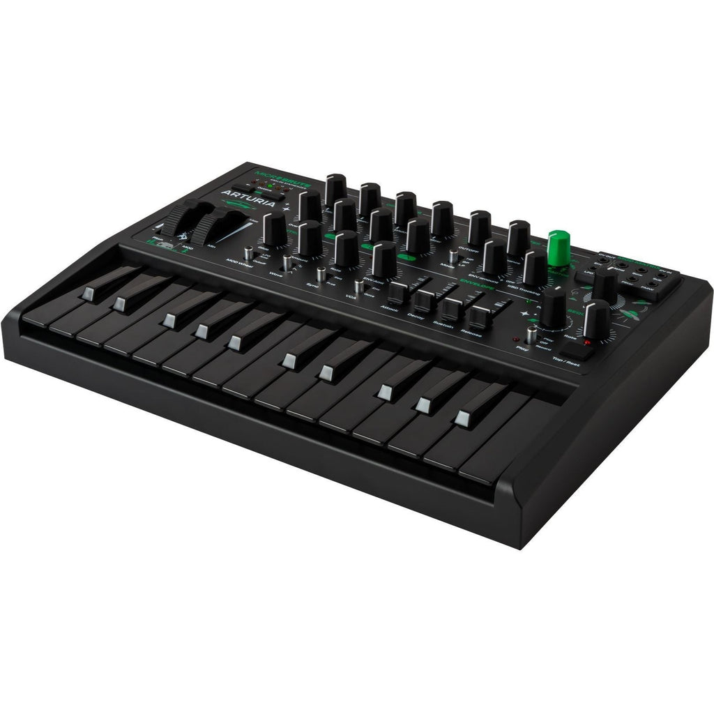 Arturia MicroBrute UFO keyboard synthesizer with compact design, featuring various knobs and controls for sound shaping.