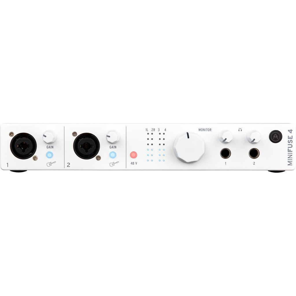 Arturia MiniFuse 4, audio interfaces, angle, white
