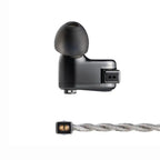 Astell&Kern XIO wired in-ear headphones with sleek black design and premium ear tips, showcased from a side angle.