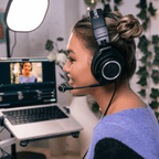 Audio Technica ATH-M50xSTS gaming headphones with USB connection, featuring over-ear design and adjustable headband.