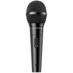 Audio Technica ATR1300x dynamic microphone shown with professional design and grille, ideal for live vocals and studio recording.