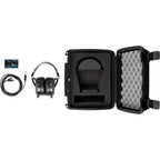 Audeze LCD-X Creator Package studio headphones with leather-free ear cups, black design, and adjustable headband for professional audio.