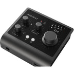 Audient iD4 MK2 USB audio interface, in black, front view