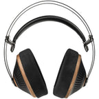 Wired Meze Audio 105 SILVA headphones with black ear cups and adjustable headband, showcased on a neutral background.