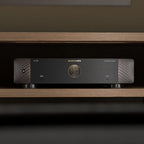 Marantz AMP 30 stereo amplifier with six channels, sleek black design, and control knobs, ideal for high-quality audio setup.