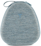 Focal Azurys wired headphones in blue with carrying case, showing the headphones' ear cups and cable design.