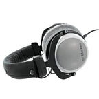 Beyerdynamic DT 880 Pro studio headphones with over-ear design and 250 ohm impedance, black and silver finish, on a neutral background.