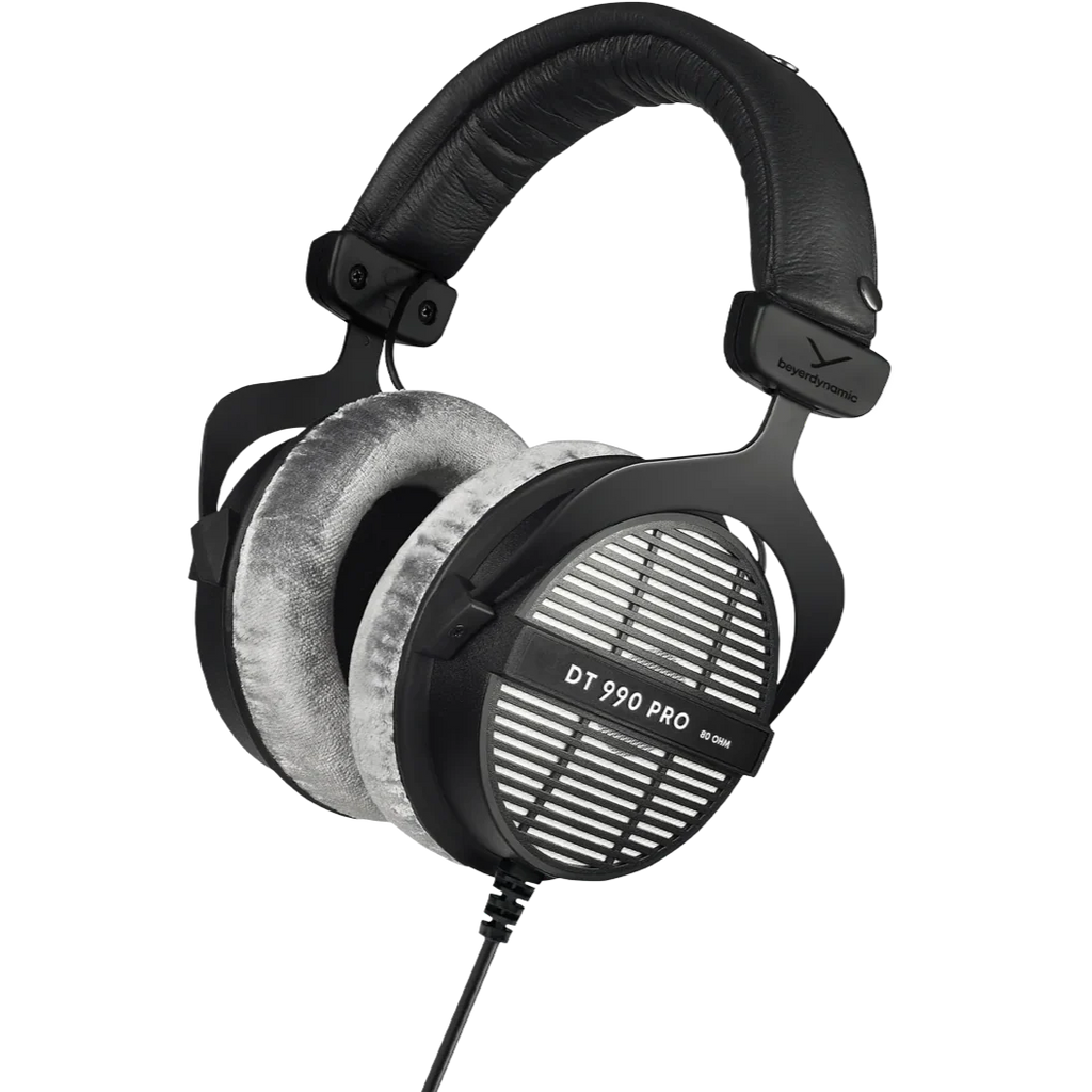 Beyerdynamic DT 990 Pro (80 Ω) open-back studio headphones, Black Edition angled view