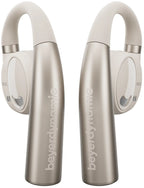 Beyerdynamic Verio 200 wireless in-ear headphones in cream color with ear tips and inline remote on cable.
