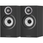 Bowers & Wilkins 607 S3 passive bookshelf speakers with black finish and sleek design, showing the front view with drivers.