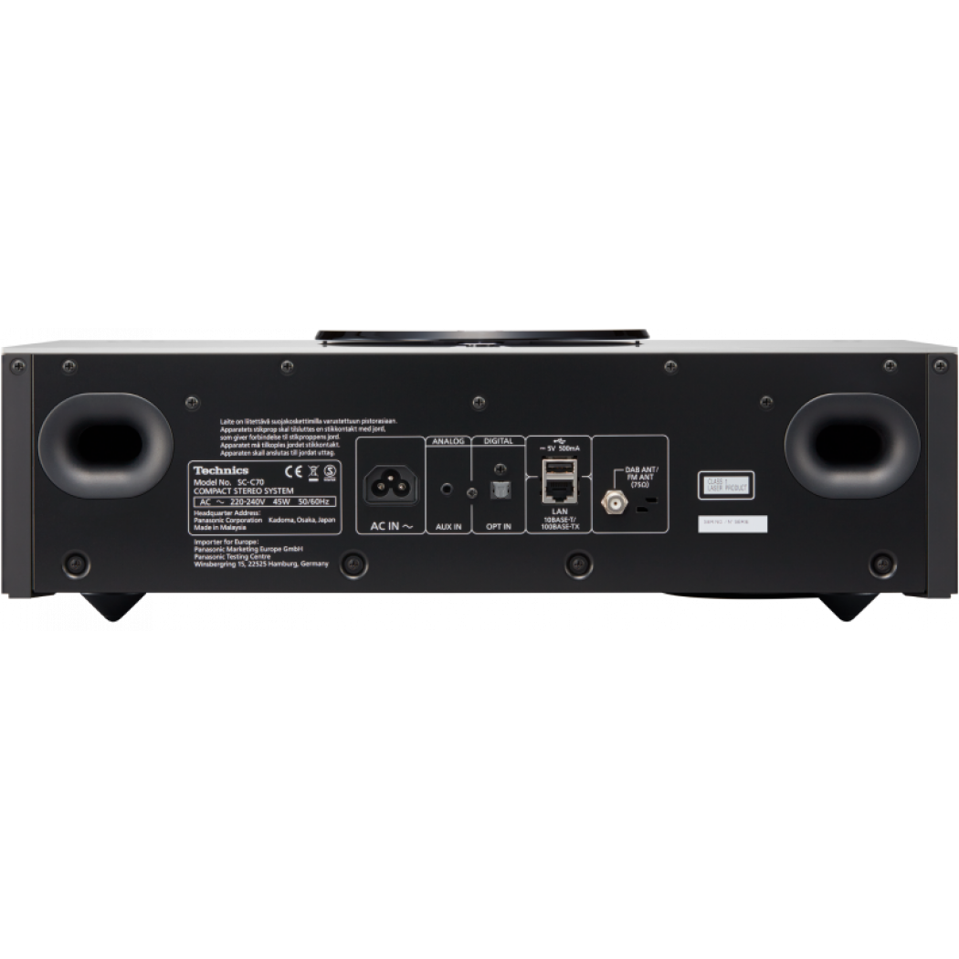 Technics SC-C70MK2 CD player with sleek design and front display, showcasing its modern audio equipment features.