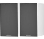 Bowers & Wilkins 607 S3 passive bookshelf speakers showing black speaker cabinets with silver accents and driver cones.