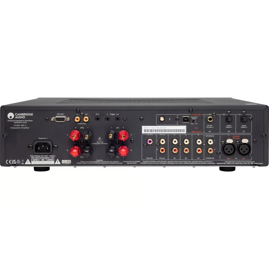 Cambridge Audio CXA81 MK2 integrated stereo amplifier, black, front view