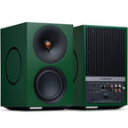 Cambridge Audio L/R M active bookshelf speakers, green, front view