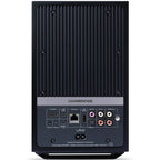 Cambridge Audio L/R M active bookshelf speakers, black, front view
