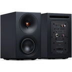 Cambridge Audio L/R S active bookshelf speakers, black, front view