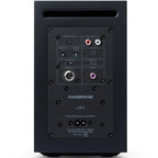 Cambridge Audio L/R S active bookshelf speakers, black, front view