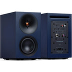 Cambridge Audio L/R S active bookshelf speakers, blue, front view