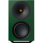 Cambridge Audio L/R X active bookshelf speakers, green, front view