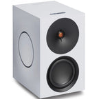 Cambridge Audio L/R X active bookshelf speakers, white, front view