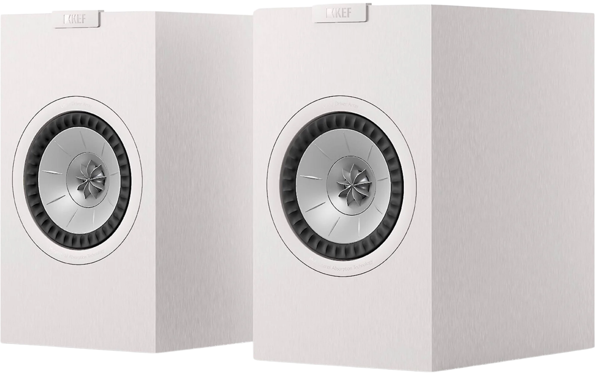 KEF Q1 Meta passive bookshelf speakers with sleek black cabinets and dual drivers for high-quality home audio listening.