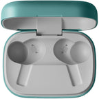 Wireless in-ear headphones from Bang & Olufsen Beoplay Eleven with black earbuds and sleek design on a white background.