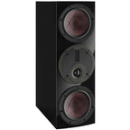 DALI Rubikore Cinema center speaker in high gloss black, showcasing sleek design and front grille, ideal for home theater audio.