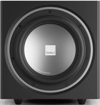 DALI Sub E-9 F black satin subwoofer with sleek design and powerful bass driver for high-quality home audio systems