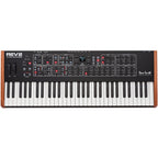 Sequential Prophet Rev2-16 synthesizer with 16-voice polyphony and control panel, shown in a close-up image.