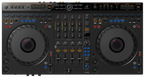 AlphaTheta DDJ-GRV6 DJ controller with jog wheels, mixer controls, and performance pads, shown from a top view.