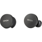 Denon PerL wireless in-ear headphones, pair of black earbuds