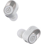 Devialet Gemini II wireless in-ear headphones, white earbuds angle view