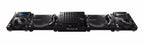 Pioneer DJM-V10 DJ mixer with multiple channels, detailed controls, and professional audio interface for DJ performances.