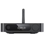 FiiO SR11 music streamer device with compact design and multiple connectivity ports, used for high-quality wireless audio streaming.