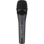 Sennheiser E 845 dynamic microphone with cardioid pattern, handheld design, suitable for vocals and live performances.