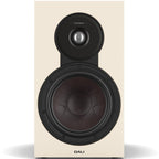 DALI Sonik 3 passive bookshelf speakers with black woodgrain finish, showcasing the front view with speaker grille and branding