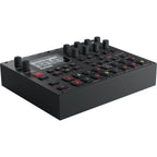 Elektron Syntakt drum machine and sampler with colorful interface and multiple knobs, showcasing its compact, professional music production design.