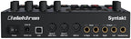 Elektron Syntakt drum machine and sampler with multiple input/output ports and control knobs on the back panel.