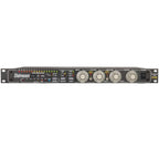 Empirical Labs EL8X Distressor audio compressor with sleek design and control knobs displayed in a studio setting.