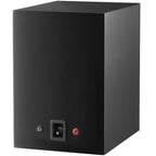 Epos ES-7N passive bookshelf speakers in black with semi-matte finish, shown from rear with isolation features.
