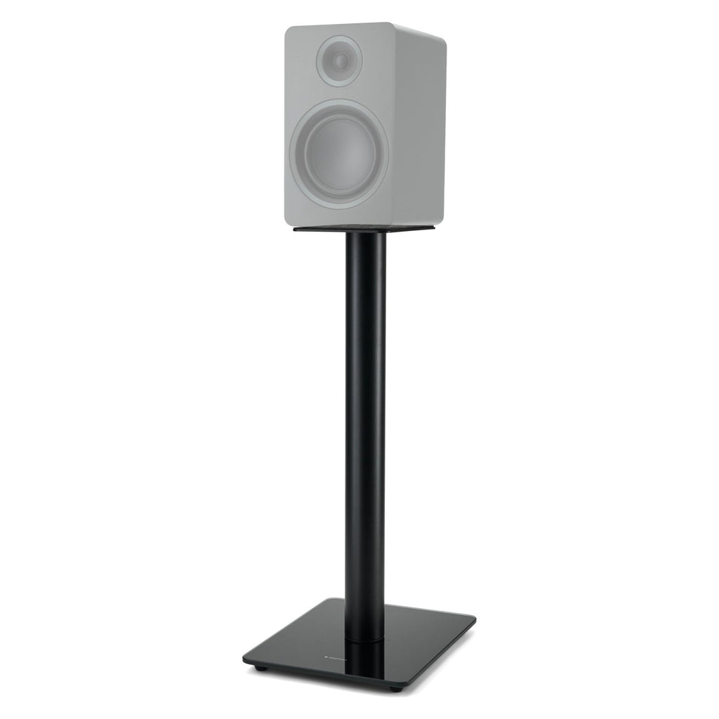 Essentials Monno 60 stand holding a compact bookshelf speaker